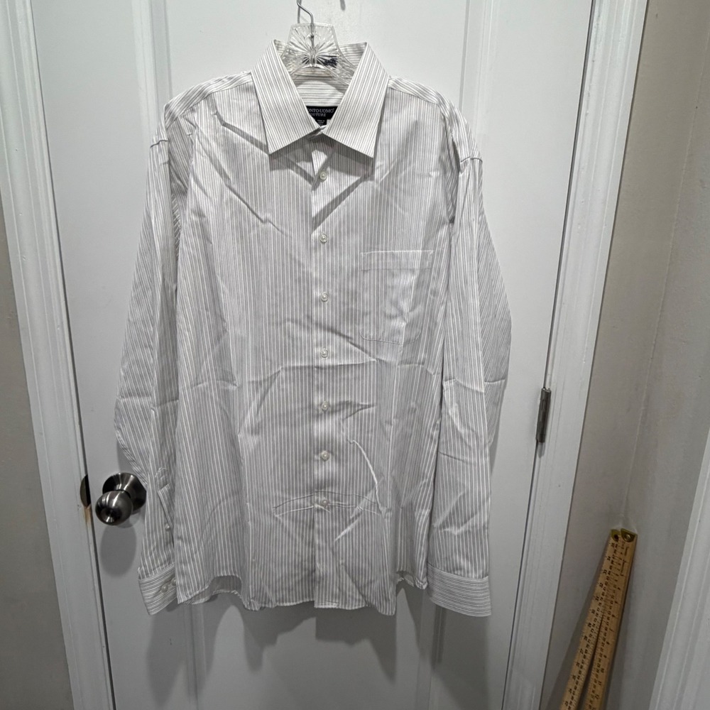Pronto Uomo Mens Dress Shirt Striped Non-Iron 100s 2 Ply 16 36/37 Tall